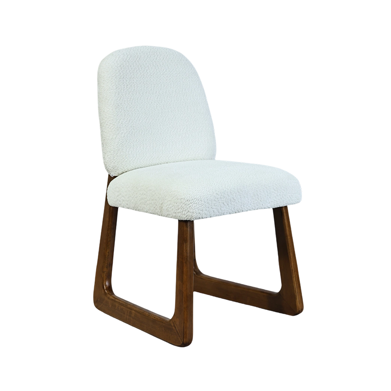 Ibar Fabric Dining Chair Armless Design with Solid Wood Legs