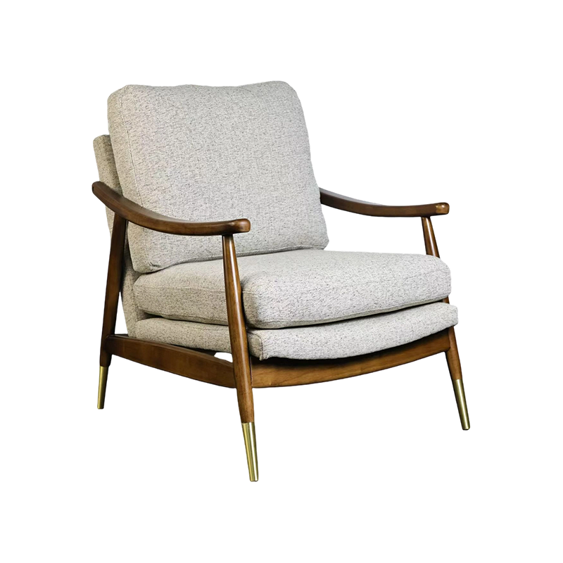 CATALIN, Accent Chair velvet fabric upholstered, Rubber Wood Armchair, Modern Style for Living Space