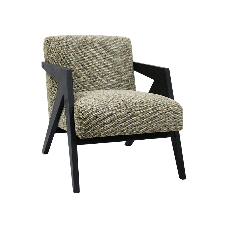 CERELIA,Upholstered Accent Chair Fabric Armchair with rubber wood frame
