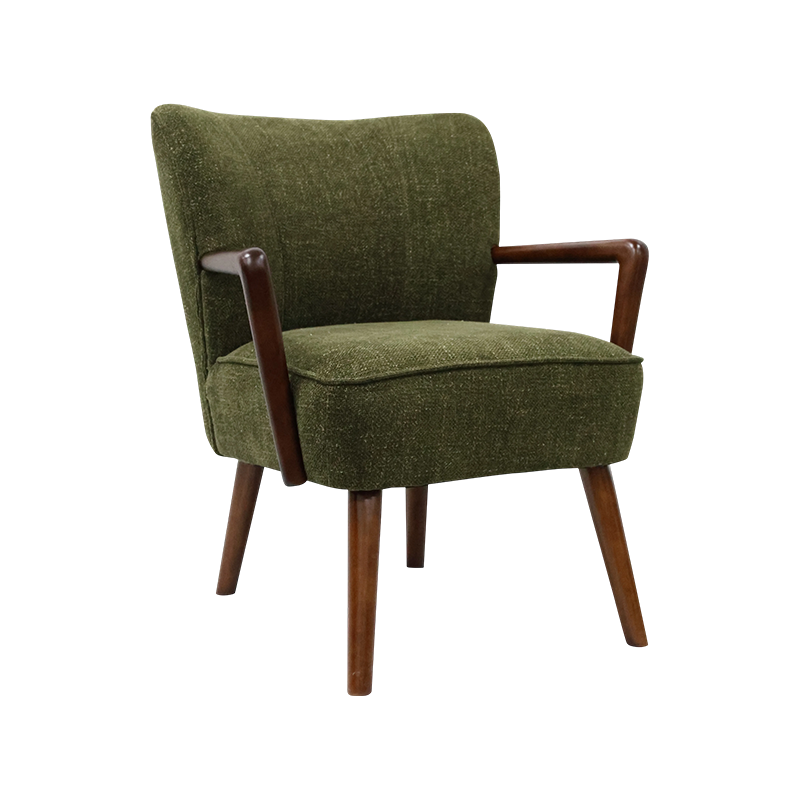 FELTON,upholstered Accent Chair, Velvet Armchair, Rubber Wood Frame Leisure Chair for Reading and Living