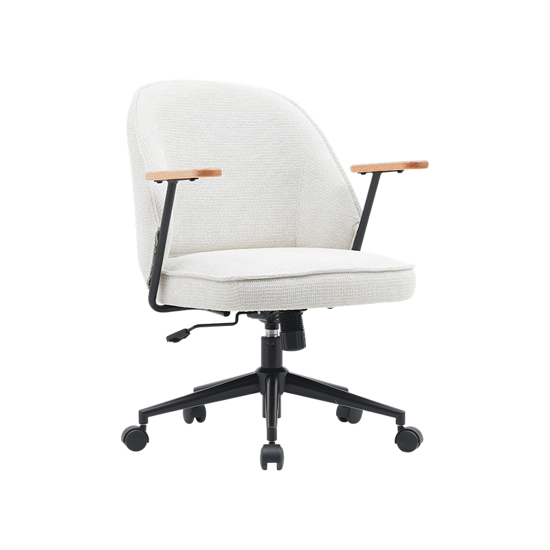 CAROL, Fabric Home office Chair, comfortable seat, wood armrest,Stylish Dressing Chair with wheels