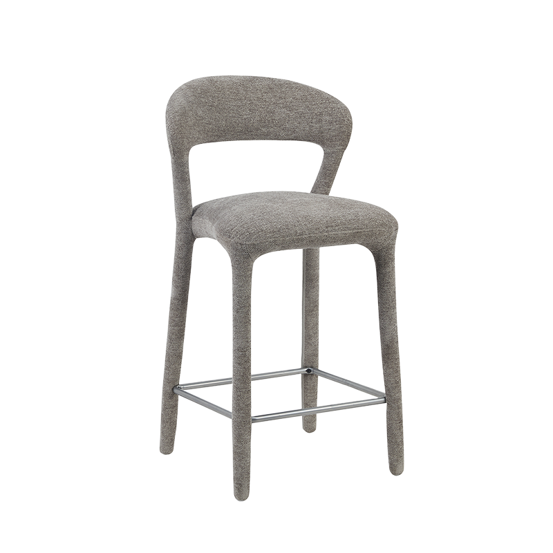 ALBA Curved Back Fabric Bar Stool with Footrest